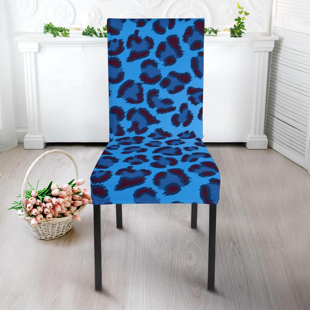 Blue Cheetah Leopard Pattern Print Chair Cover-grizzshop