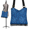 Blue Cheetah Leopard Pattern Print Crossbody Bags-grizzshop
