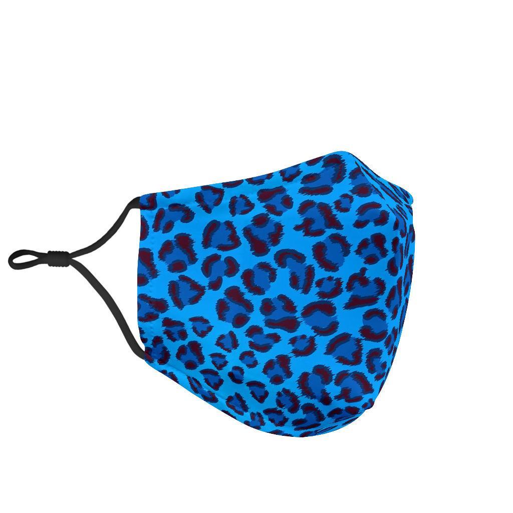 Blue Cheetah Leopard Pattern Print Face Mask-grizzshop