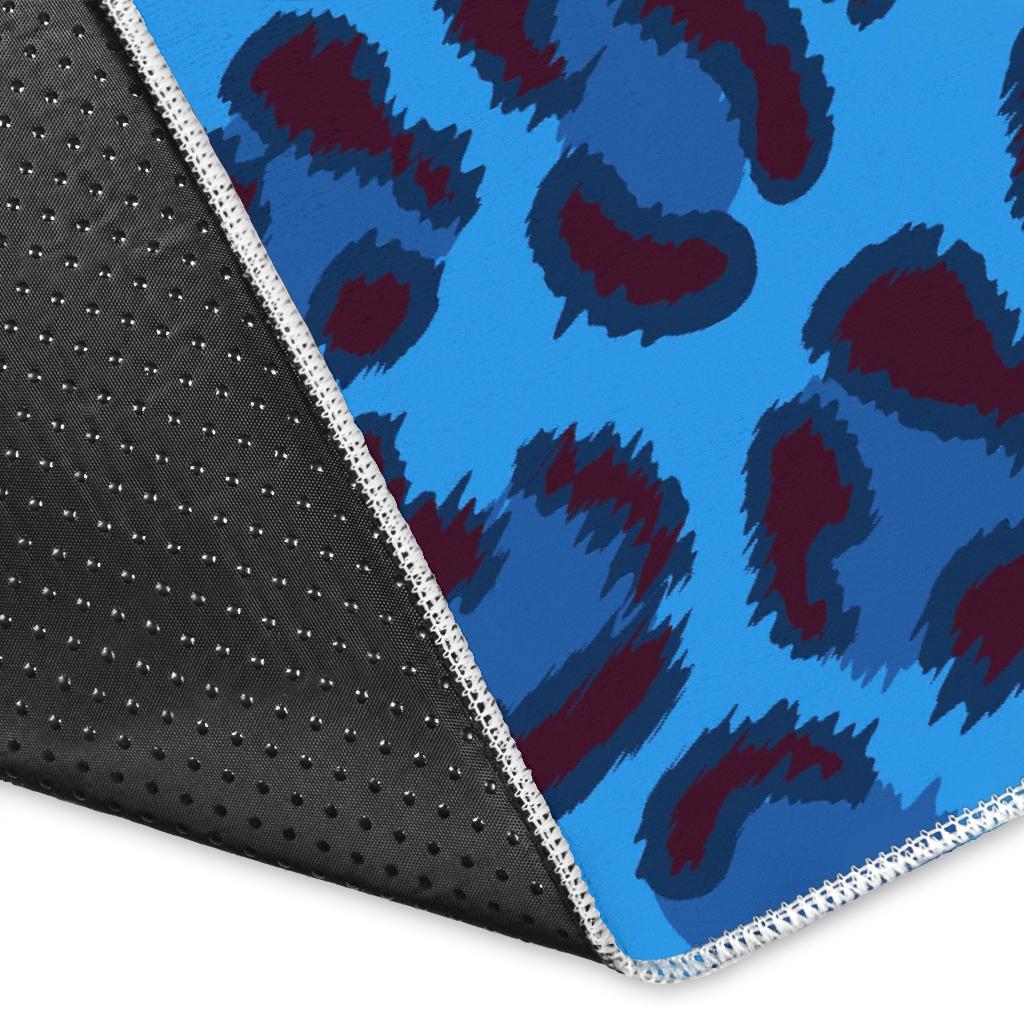 Blue Cheetah Leopard Pattern Print Floor Mat-grizzshop