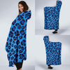 Blue Cheetah Leopard Pattern Print Hooded Blanket-grizzshop