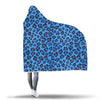 Blue Cheetah Leopard Pattern Print Hooded Blanket-grizzshop