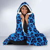 Blue Cheetah Leopard Pattern Print Hooded Blanket-grizzshop