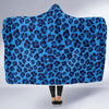 Blue Cheetah Leopard Pattern Print Hooded Blanket-grizzshop