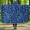 Blue Cheetah Leopard Pattern Print Hooded Blanket-grizzshop