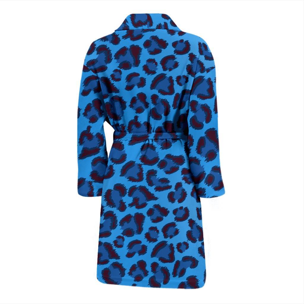 Blue Cheetah Leopard Pattern Print Men Long Robe-grizzshop