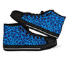 Blue Cheetah Leopard Pattern Print Men Women's High Top Shoes-grizzshop