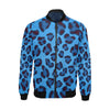 Blue Cheetah Leopard Pattern Print Men's Bomber Jacket-grizzshop