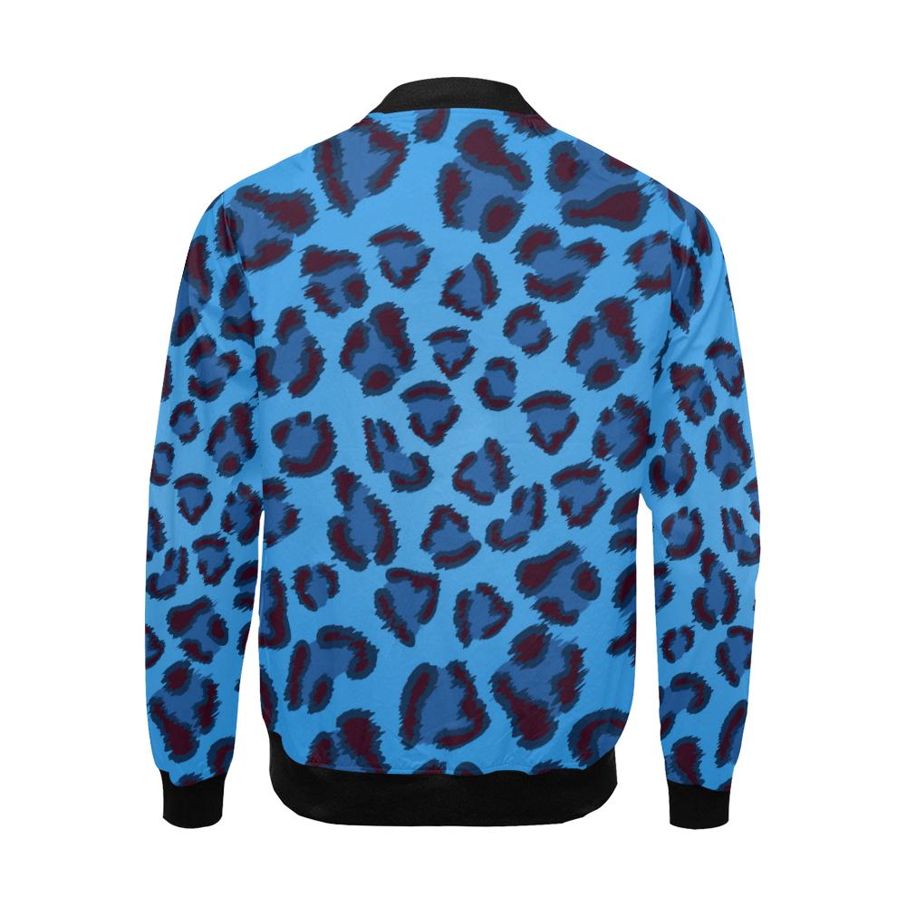 Blue Cheetah Leopard Pattern Print Men's Bomber Jacket-grizzshop