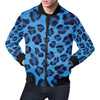 Blue Cheetah Leopard Pattern Print Men's Bomber Jacket-grizzshop