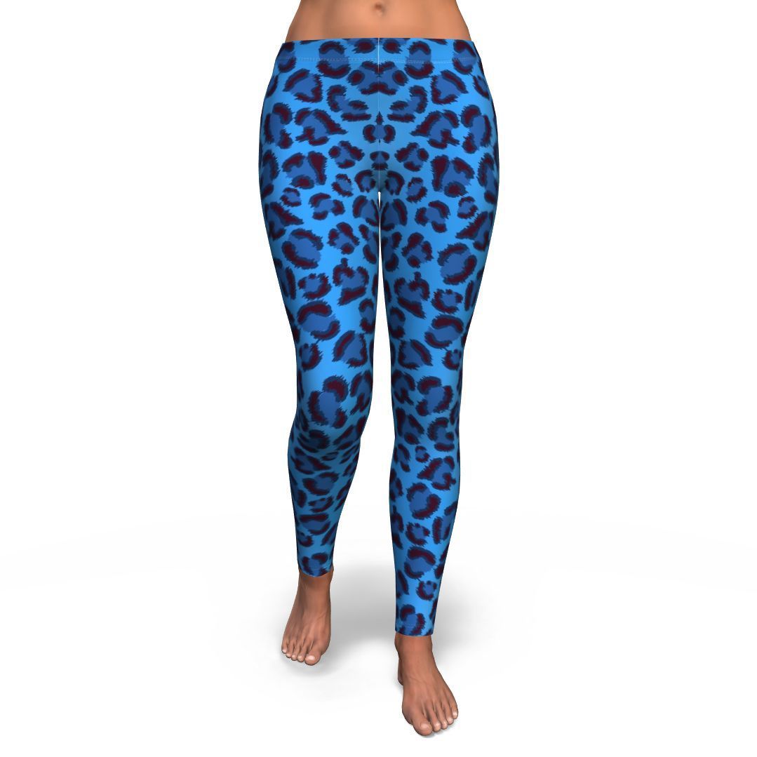 Blue Cheetah Leopard Pattern Print Pattern Women Leggings-grizzshop