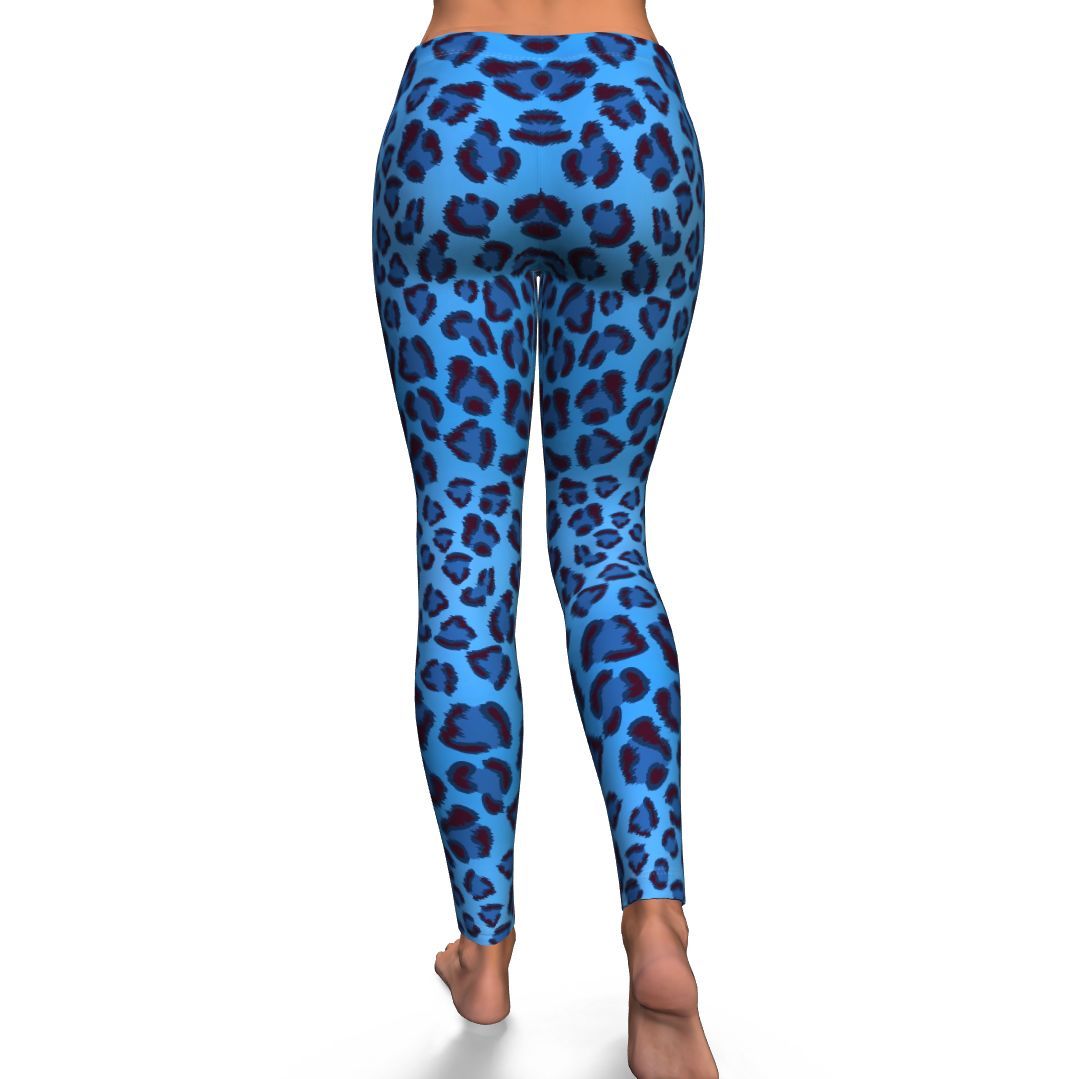Blue Cheetah Leopard Pattern Print Pattern Women Leggings-grizzshop