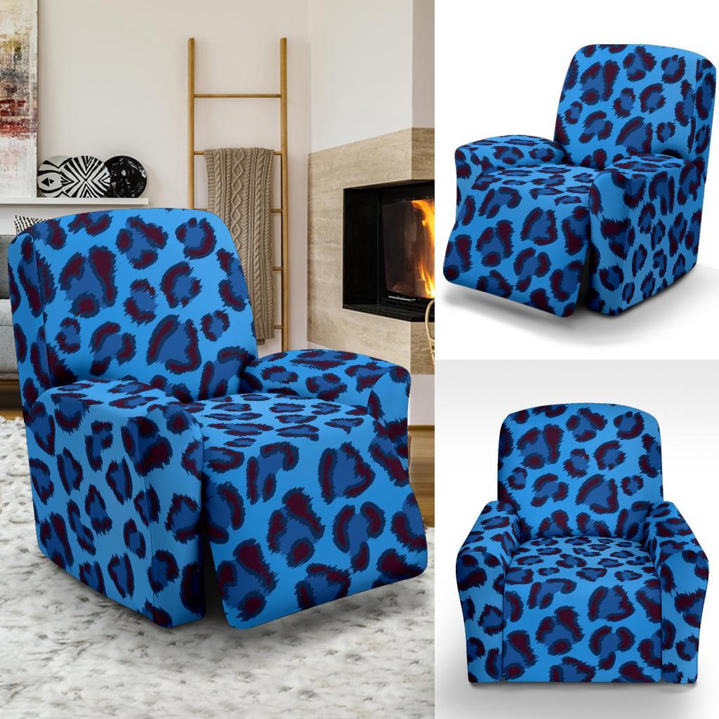 Blue Cheetah Leopard Pattern Print Recliner Cover-grizzshop