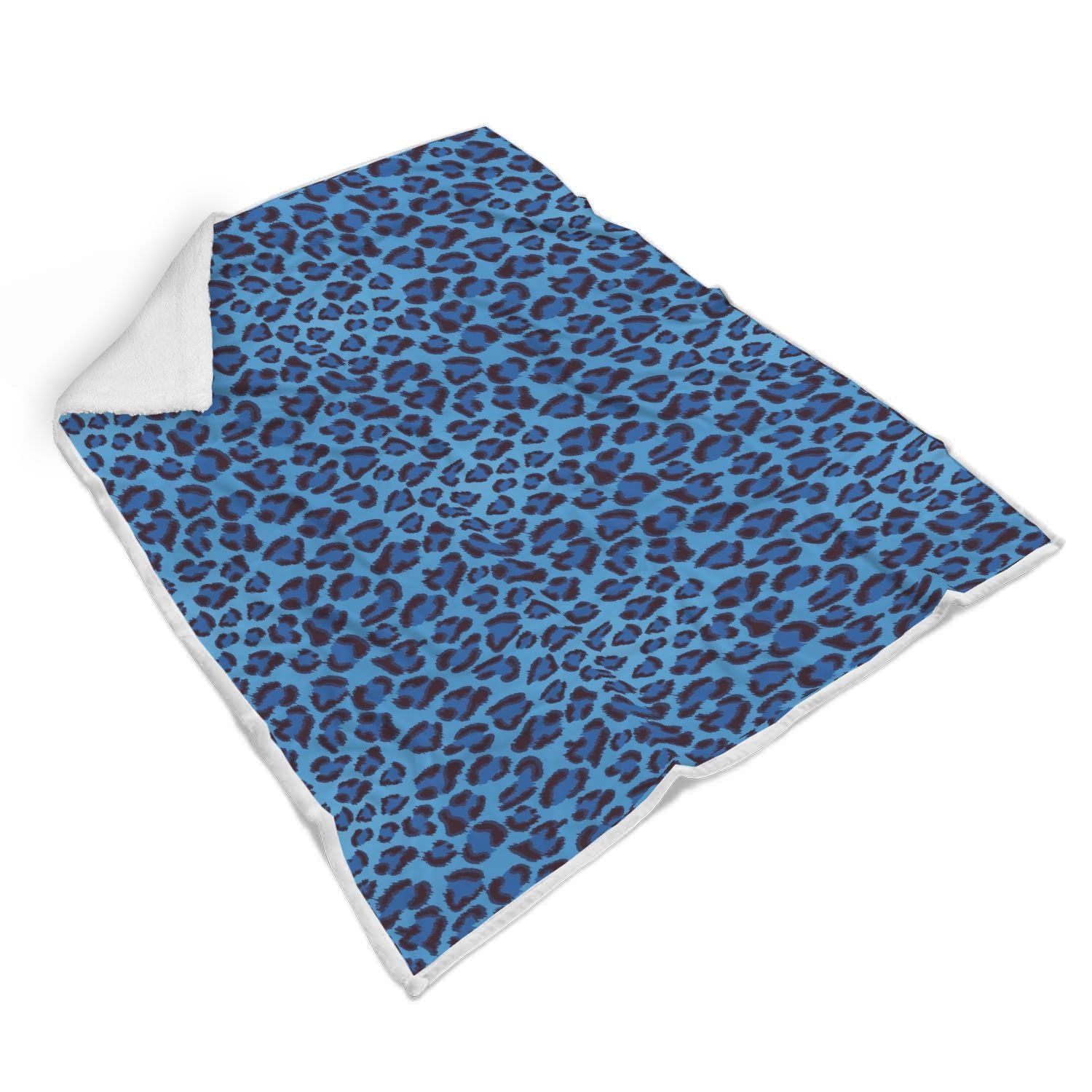 Blue Cheetah Leopard Pattern Print Throw Blanket-grizzshop