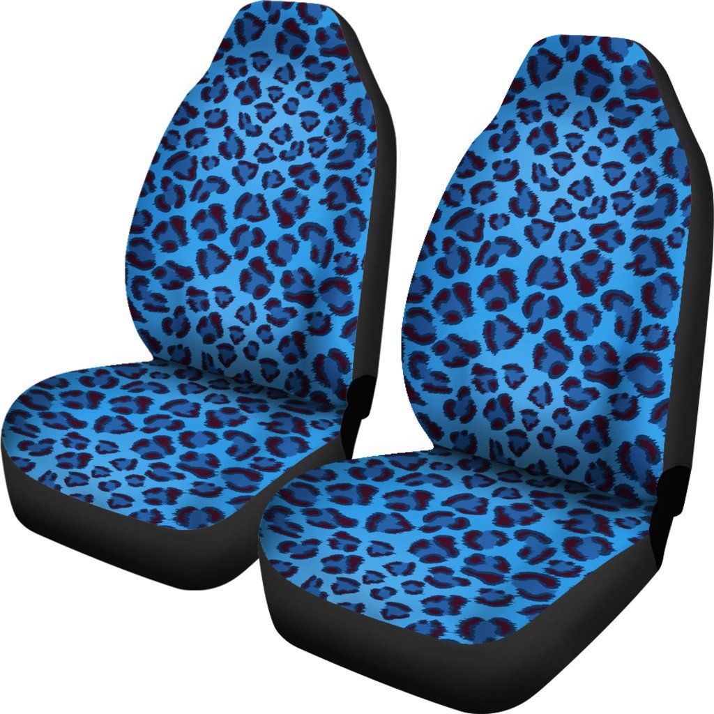 Blue Cheetah Leopard Pattern Print Universal Fit Car Seat Cover-grizzshop