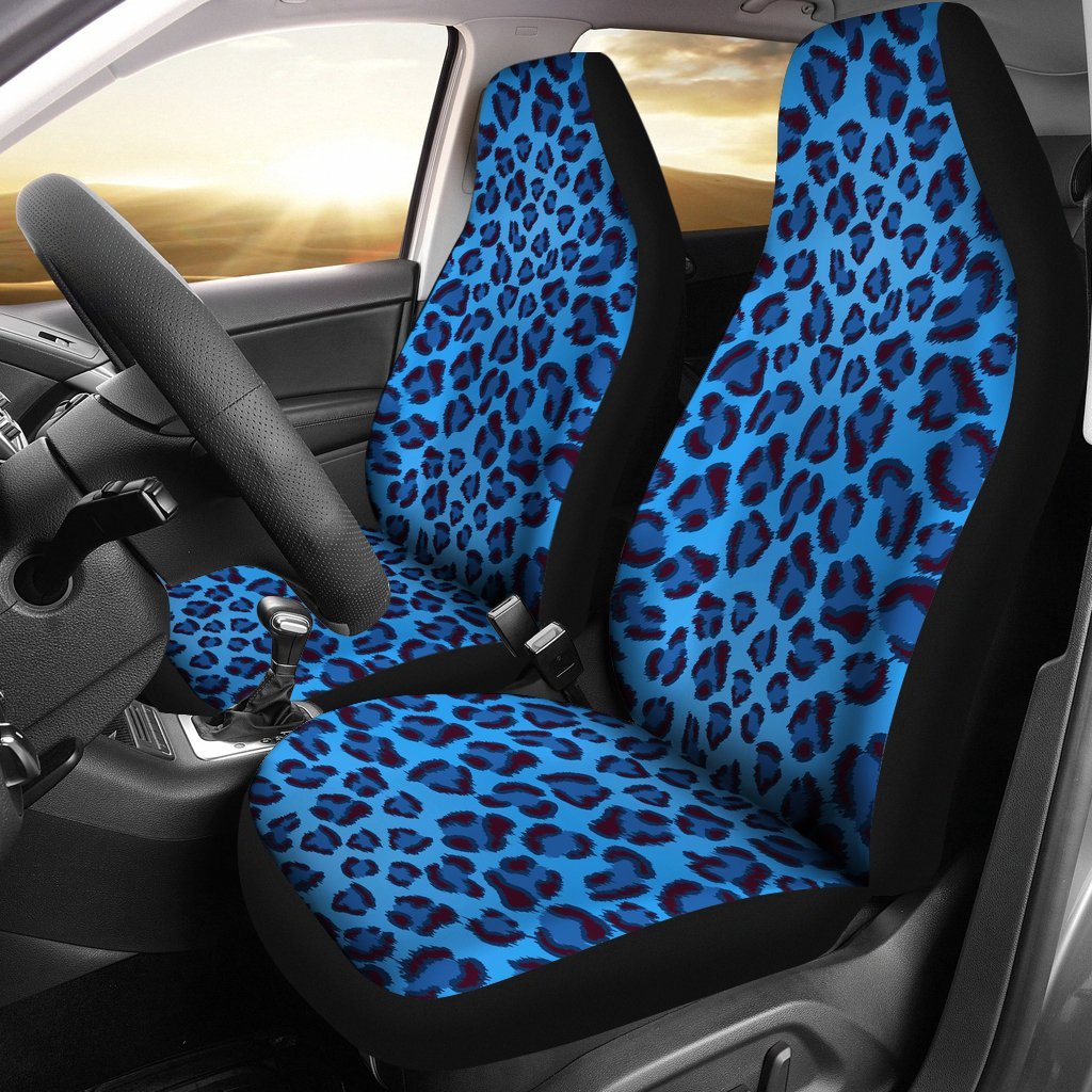 Blue Cheetah Leopard Pattern Print Universal Fit Car Seat Cover-grizzshop