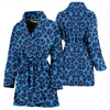 Blue Cheetah Leopard Pattern Print Women Long Robe-grizzshop