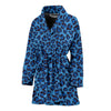 Blue Cheetah Leopard Pattern Print Women Long Robe-grizzshop