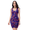 Blue Chinese Dragon Bodycon Dress-grizzshop