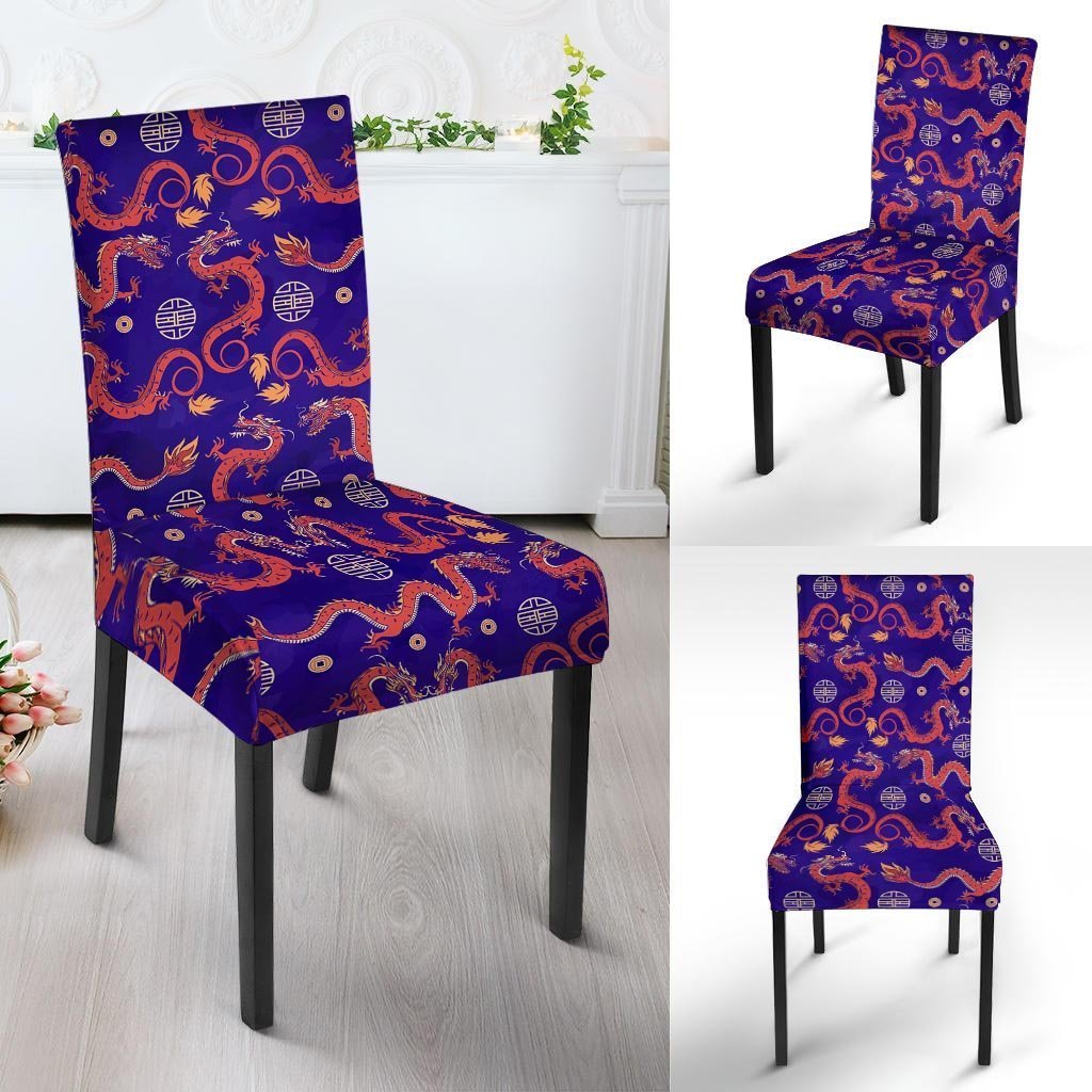 Blue Chinese Dragon Chair Cover-grizzshop