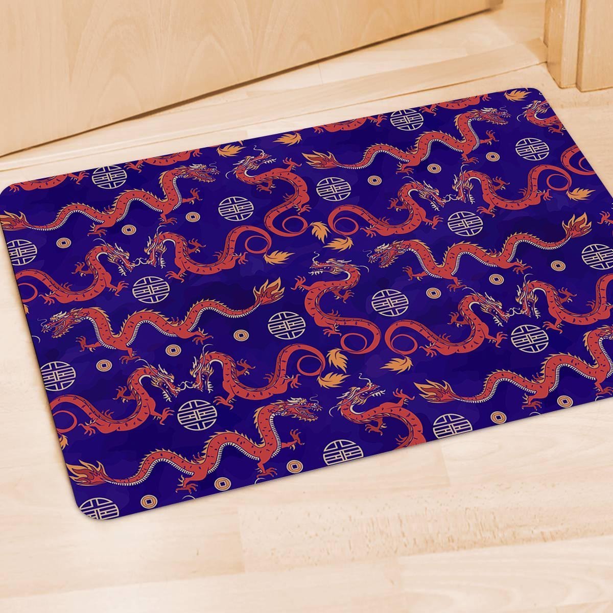 Blue Chinese Dragon Door Mat-grizzshop