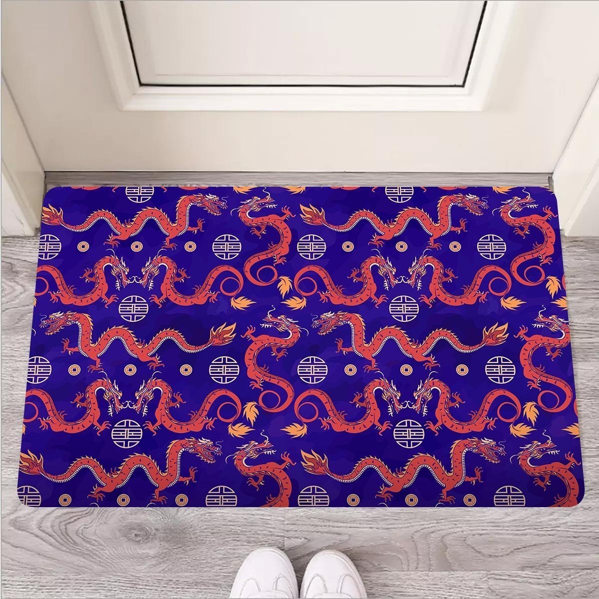 Blue Chinese Dragon Door Mat-grizzshop