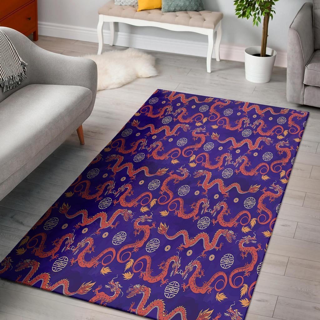 Blue Chinese Dragon Floor Mat-grizzshop