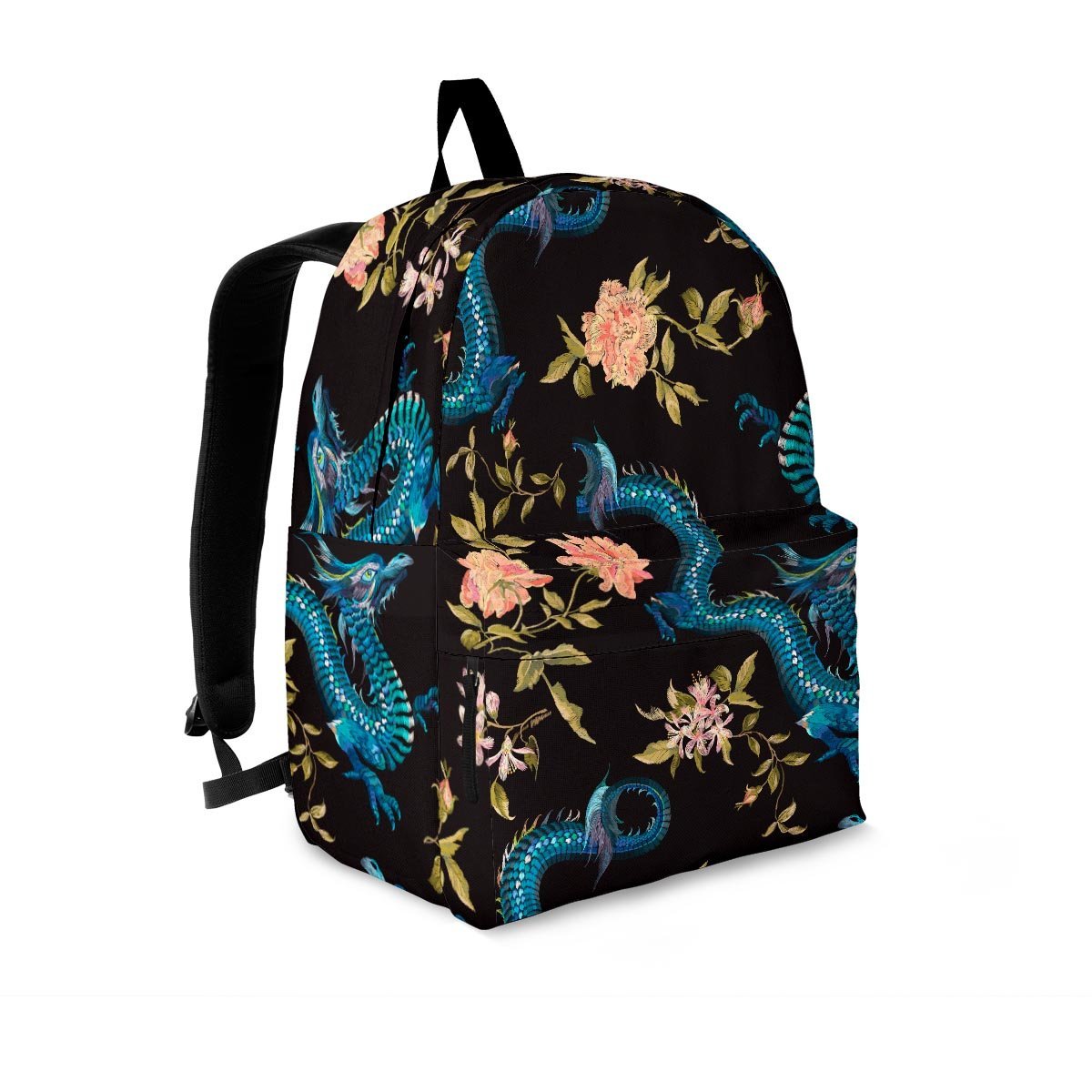 Blue Chinese Dragon Floral Print1 Backpack-grizzshop