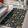 Blue Chinese Dragon Floral Print1 Floor Mat-grizzshop