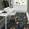 Blue Chinese Dragon Floral Print1 Floor Mat-grizzshop