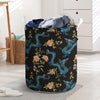 Blue Chinese Dragon Floral Print1 Laundry Basket-grizzshop