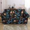 Blue Chinese Dragon Floral Print1 Loveseat Cover-grizzshop