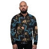 Blue Chinese Dragon Floral Print1 Men's Bomber Jacket-grizzshop