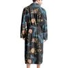 Blue Chinese Dragon Floral Print1 Men's Robe-grizzshop