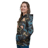 Blue Chinese Dragon Floral Print1 Women's Hoodie-grizzshop