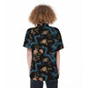 Blue Chinese Dragon Floral Print1 Women's Short Sleeve Shirts-grizzshop