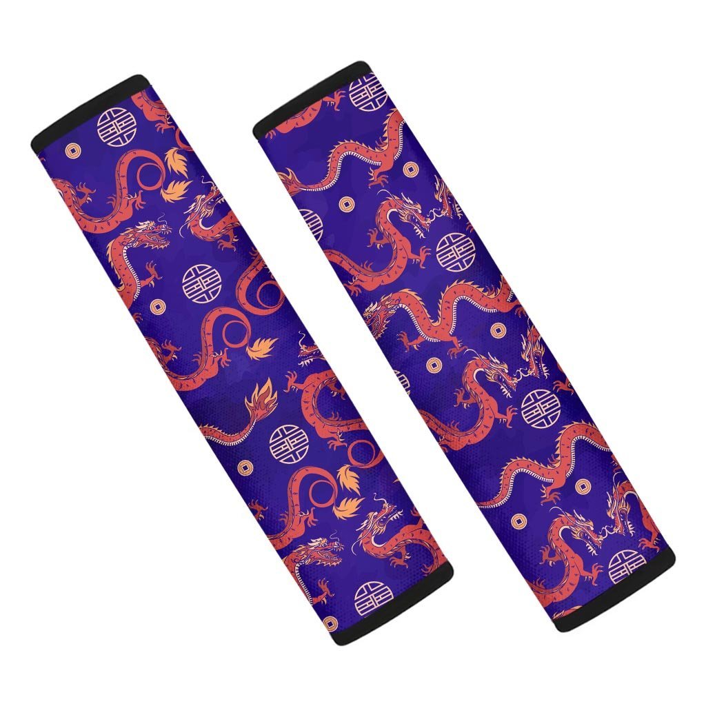 Blue Chinese Dragon Hoodie Seat Belt Cover-grizzshop