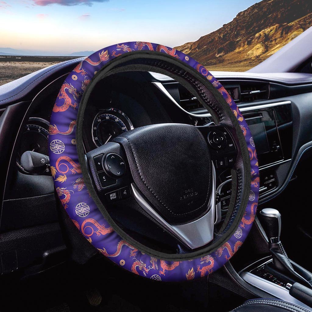 Blue Chinese Dragon Hoodie Steering Wheel Cover-grizzshop