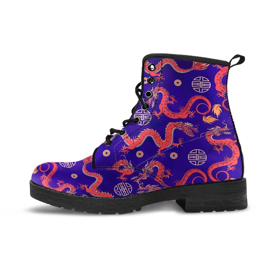 Blue Chinese Dragon Hoodie Women's Boots-grizzshop