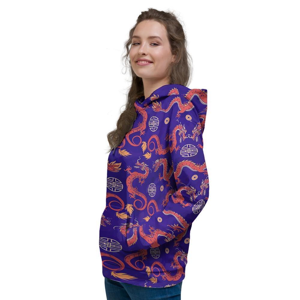 Blue Chinese Dragon Hoodie Women's Hoodie-grizzshop