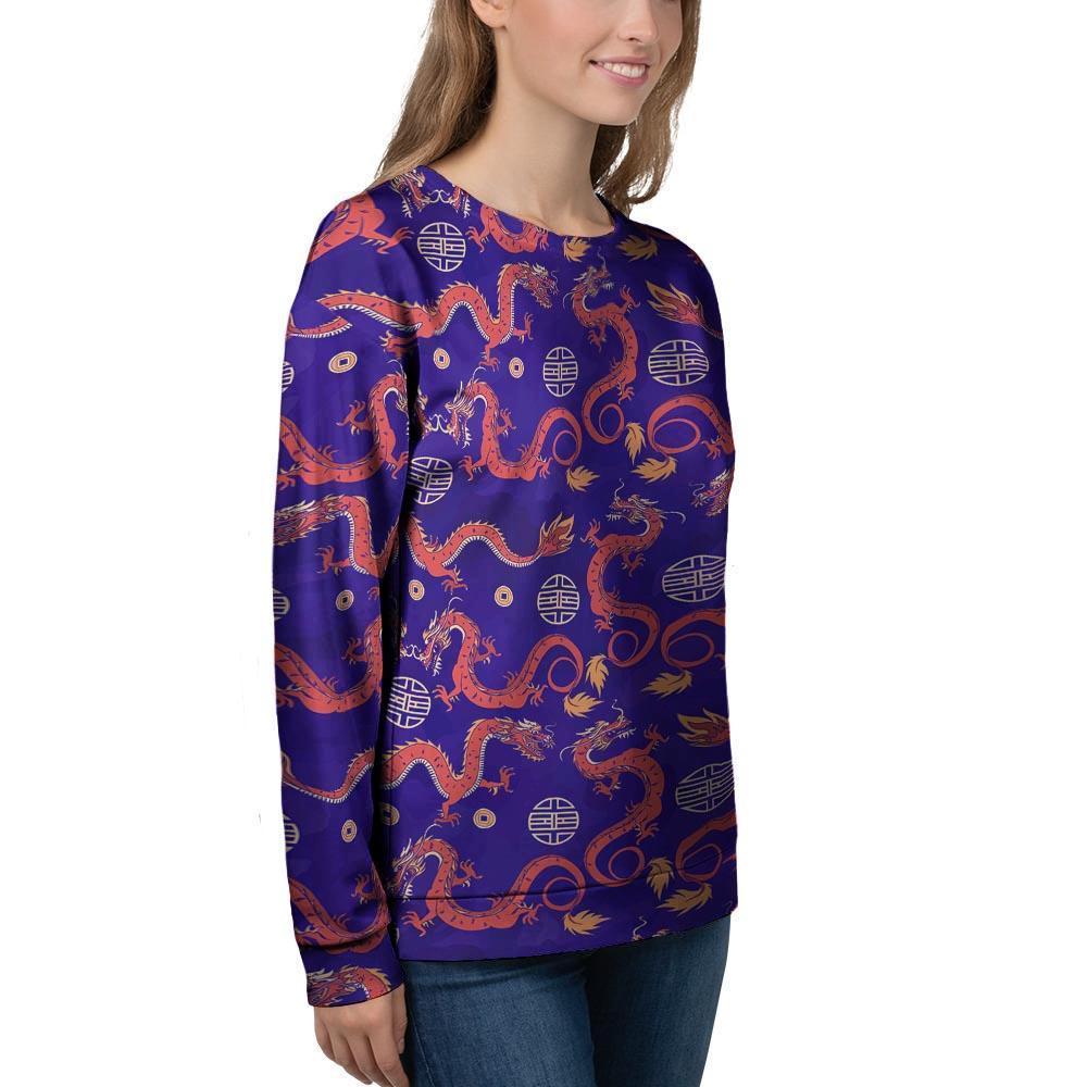 Blue Chinese Dragon Hoodie Women's Sweatshirt-grizzshop