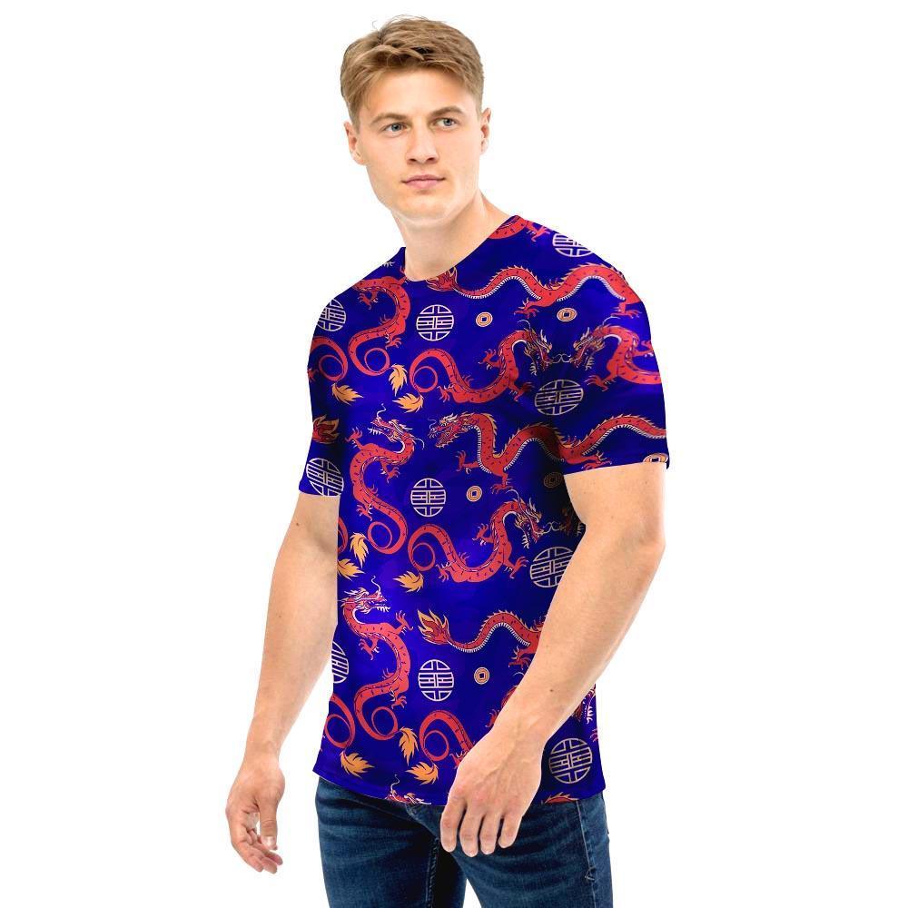 Blue Chinese Dragon Men T Shirt-grizzshop