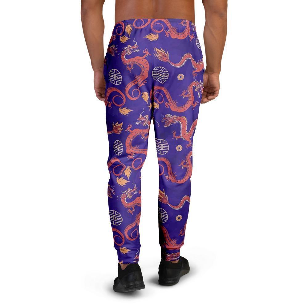 Blue Chinese Dragon Men's Joggers-grizzshop