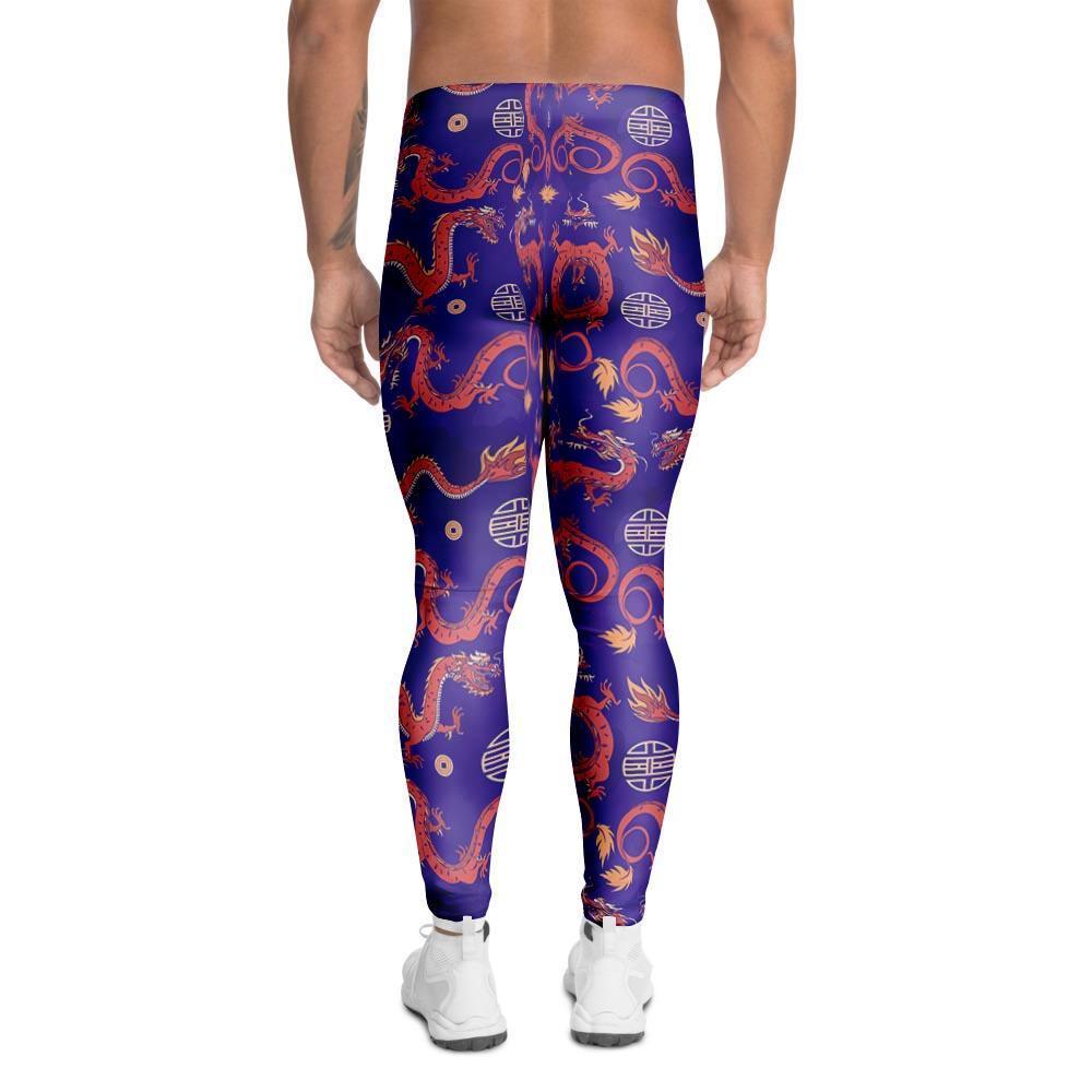 Blue Chinese Dragon Men's Leggings-grizzshop