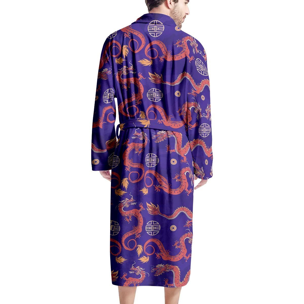 Blue Chinese Dragon Men's Robe-grizzshop