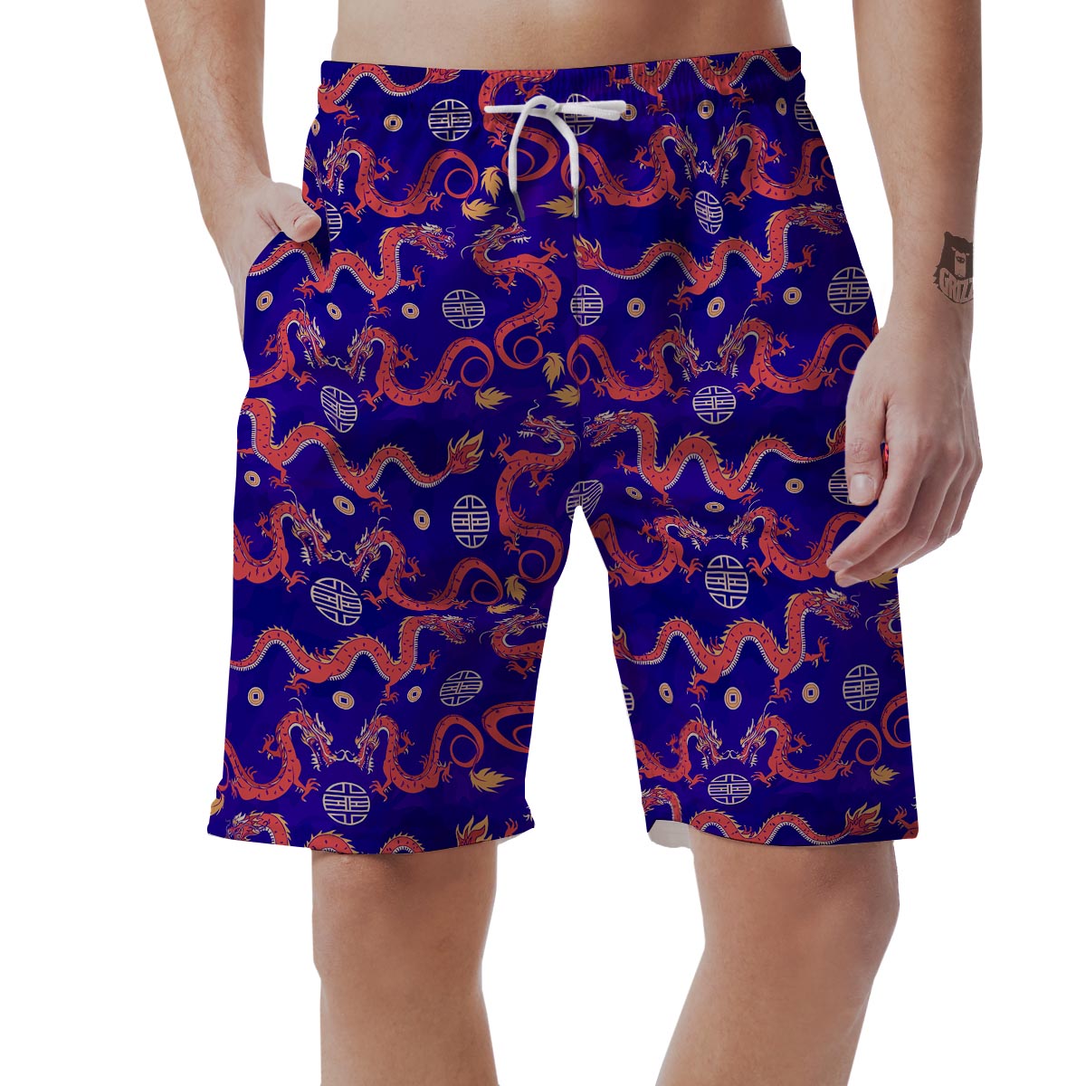 Blue Chinese Dragon Men's Shorts-grizzshop