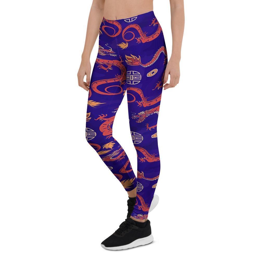 Blue Chinese Dragon Women's Leggings-grizzshop