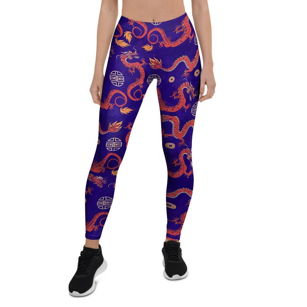 Blue Chinese Dragon Women's Leggings-grizzshop