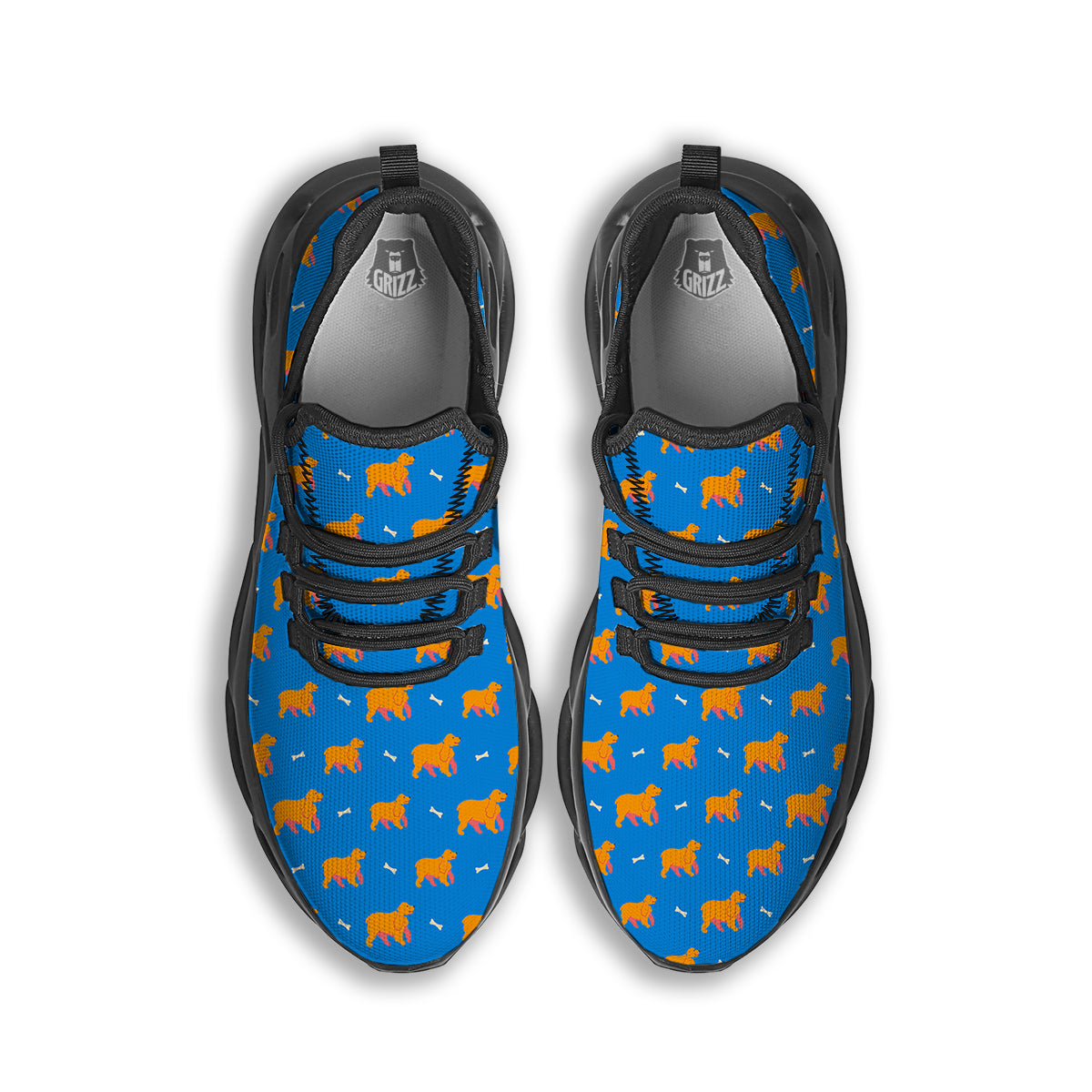 Blue Cocker spaniel Print Pattern Black Running Shoes-grizzshop