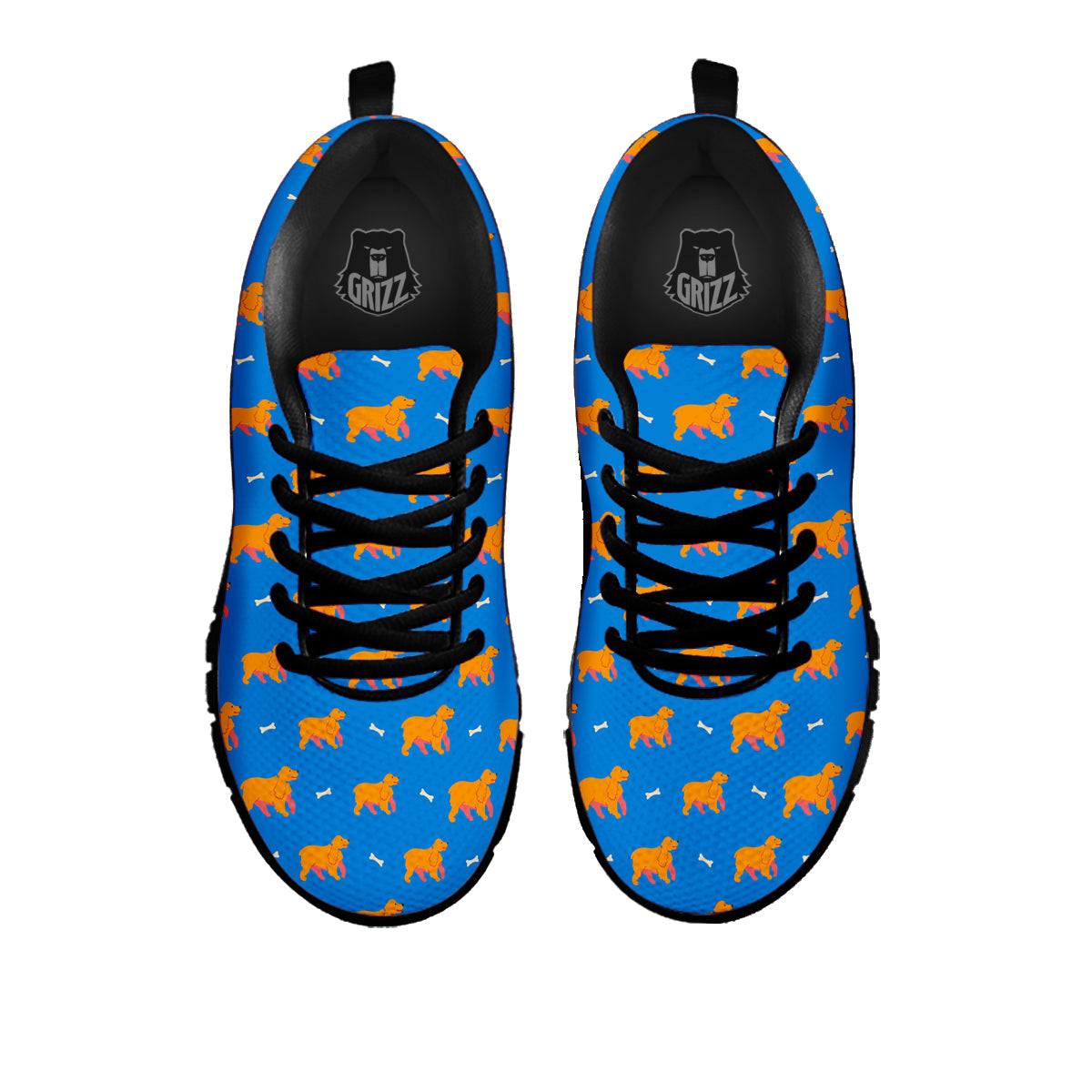Blue Cocker spaniel Print Pattern Black Sneaker-grizzshop